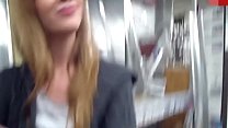 German amateur taking a big load on her face in a hardware store